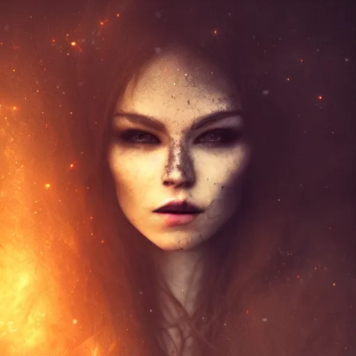 Prompt: the dark goddess of eternal night, beautiful, 8k, ethereal, cinematic, unearthly, moody, atmospheric, portrait, photomanipulation