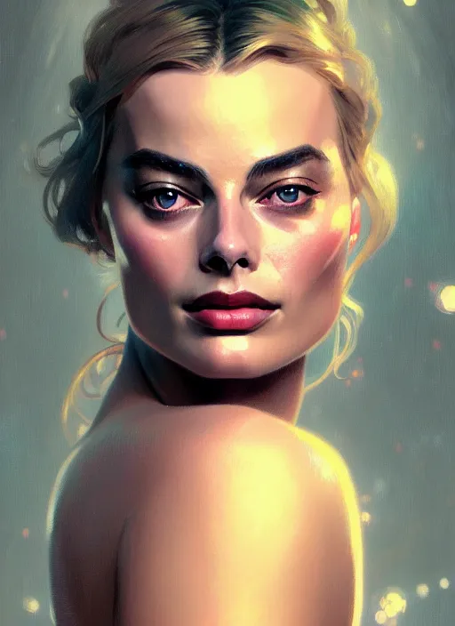 Prompt: portrait of margot robbie intricate, elegant, glowing lights, highly detailed, digital painting, artstation, glamor pose, concept art, smooth, sharp focus, illustration, art by wlop, alphonse mucha and greg rutkowski