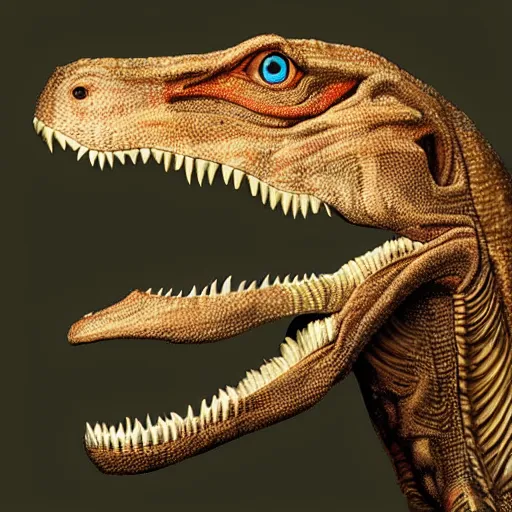 Image similar to velociraptor dinosaur photographed by Annie Leibovitz