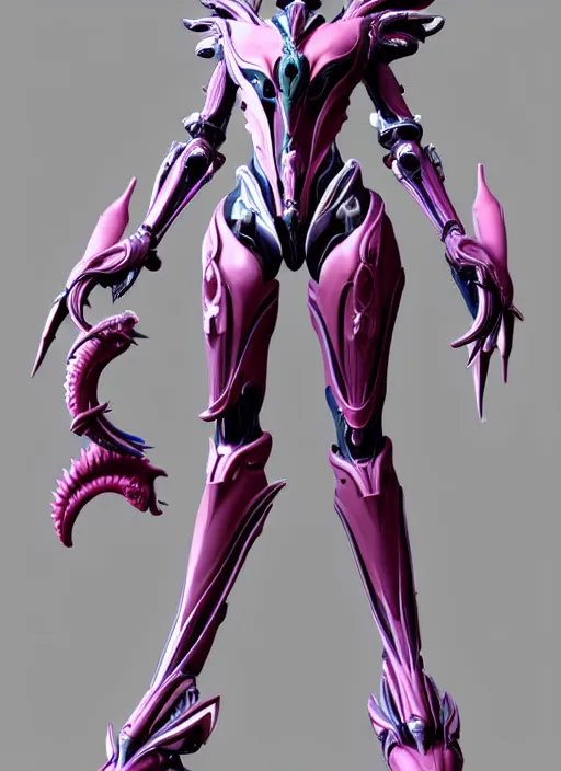 Image similar to extremely detailed goddess shot, front shot, low shot, of a beautiful saryn warframe, that's a giant beautiful stunning anthropomorphic robot female dragon with metal cat ears, posing elegantly, detailed sharp robot dragon claws, sharp clawed robot dragon feet, streamlined pink armor, thick smooth warframe thighs, long elegant tail, detailed warframe fanart, destiny fanart, high quality digital art, giantess art, furry art, 3D realistic, warframe art, Destiny art, furaffinity, DeviantArt, artstation, 8k HD, octane render