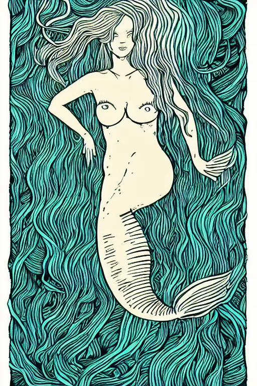 Image similar to portrait of a mermaid in kelp by MCBESS, coloured with gradients