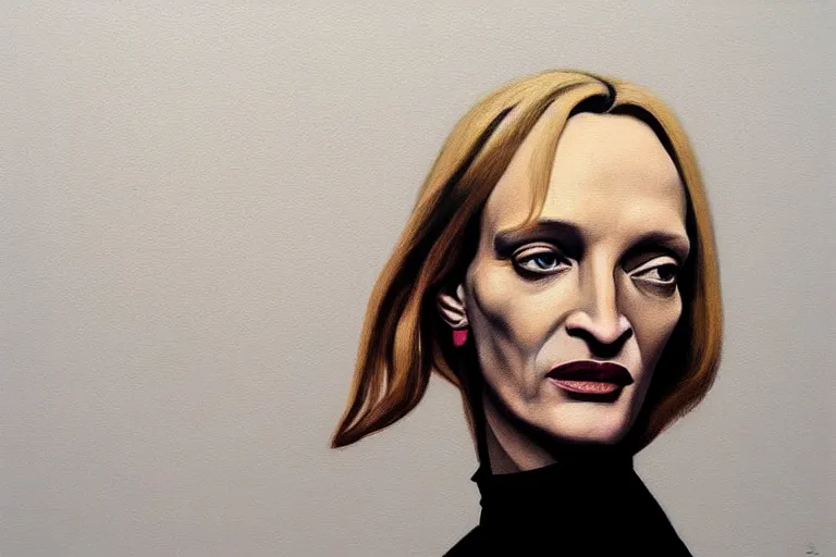 Image similar to portrait of uma thurman artwork by tim eitel