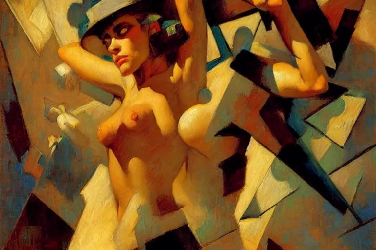 Image similar to cubism, painting by gaston bussiere, craig mullins, j. c. leyendecker