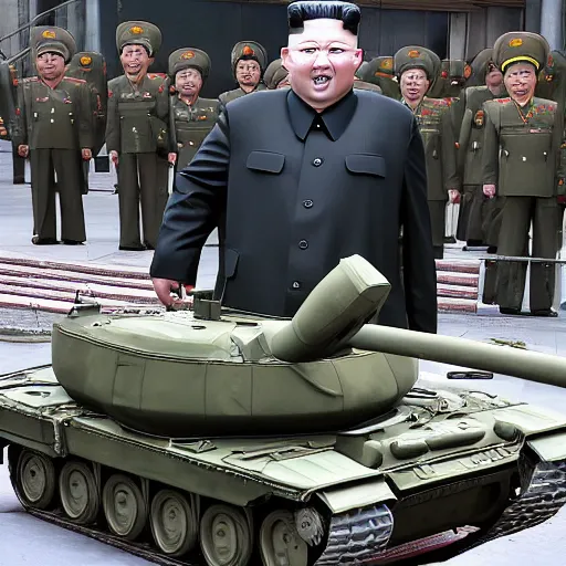 Image similar to Kim Jong-un as huge tank destroys new york city