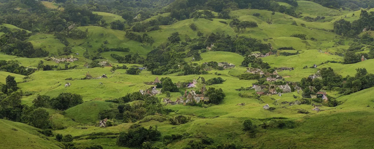 Image similar to a highly detailed photograph of The Shire