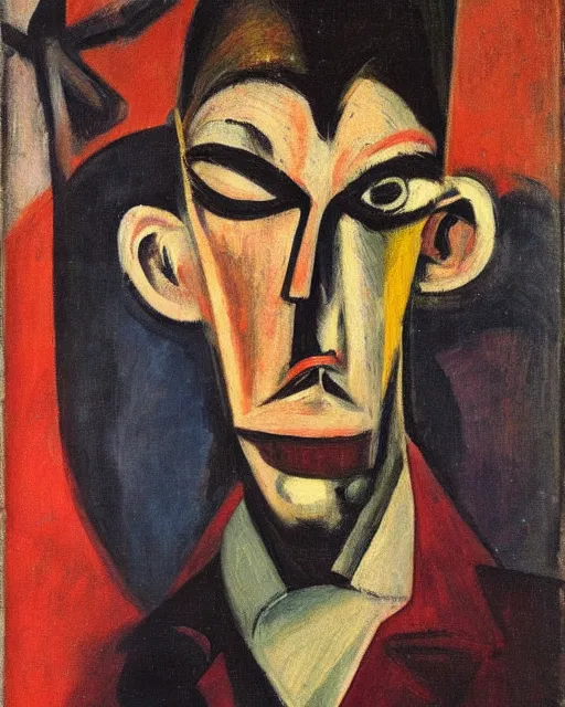 Prompt: Max Beckmann. Oil on canvas. Portrait of a demon.