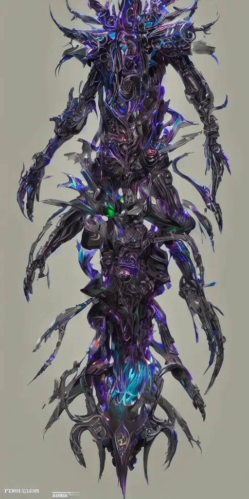 Prompt: symmetrical lich king liquid surface form fused with human form fashion outfit concept design, rainbow iridescent accents, full body frontal view, Peter mohrbacher, zaha hadid, tsutomu nihei, emil melmoth, zdzislaw belsinki, Craig Mullins, yoji shinkawa, trending on artstation, beautifully lit, hyper detailed, insane details, intricate, elite, ornate, elegant, luxury, dramatic lighting, CGsociety, hypermaximalist, golden ratio, octane render, weta digital, micro details, ray trace, 8k,