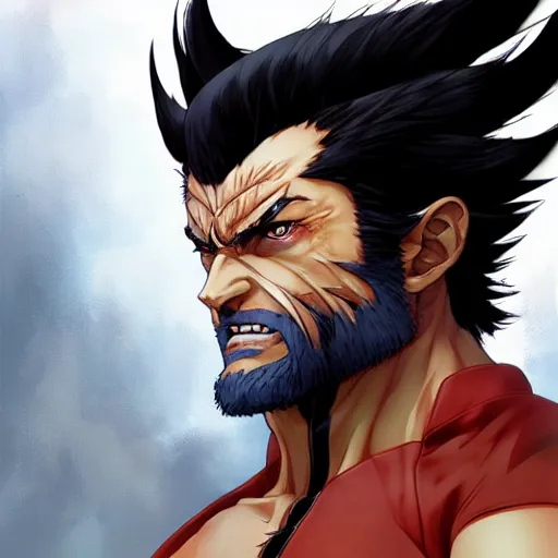 Image similar to anime portrait of Wolverine as an anime antagonist by Stanley Artgerm Lau, WLOP, Rossdraws, James Jean, Andrei Riabovitchev, Marc Simonetti, and Sakimichan, trending on artstation