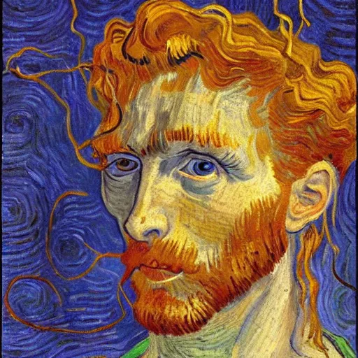 Image similar to portrait of Medusa, by Van Gogh