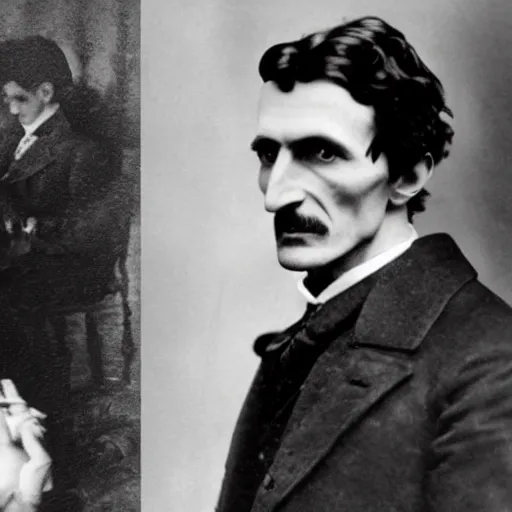 Prompt: nikola tesla and his girlfriend