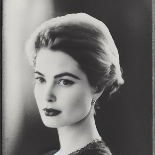 Image similar to victorian photograph of grace kelly, angelina jolie, 1 8 9 0 s photography, 1 9 0 0, photographed by burr mcintosh, grainy