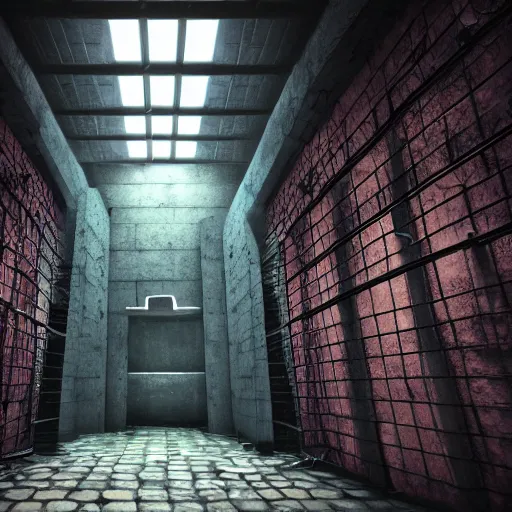 Image similar to futurstic prison dungeon, 4K,