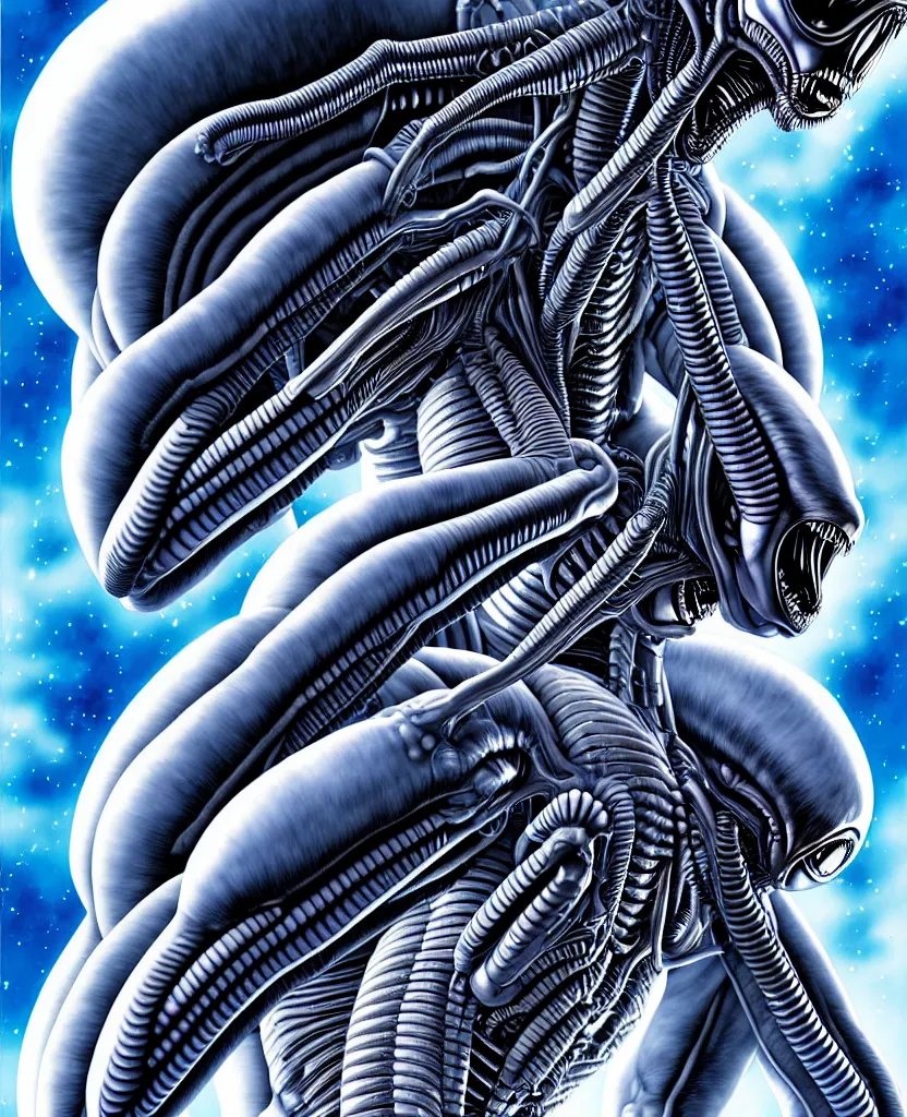 Prompt: newborn from alien, by yusuke murata!!!!!!!!, symmetrical!!!, hd, hyper detailed, 4 k