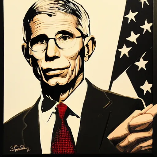 Prompt: fauci portrait by shepard fairey