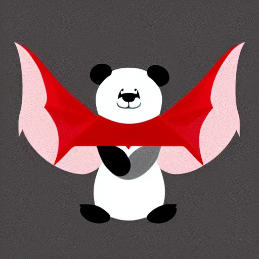 Image similar to vector art of panda with welsh dragon wings and tail, intercrossed, chimera, welsh flag, adobe illustrator