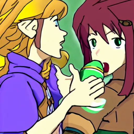 Image similar to female link and malon kissing