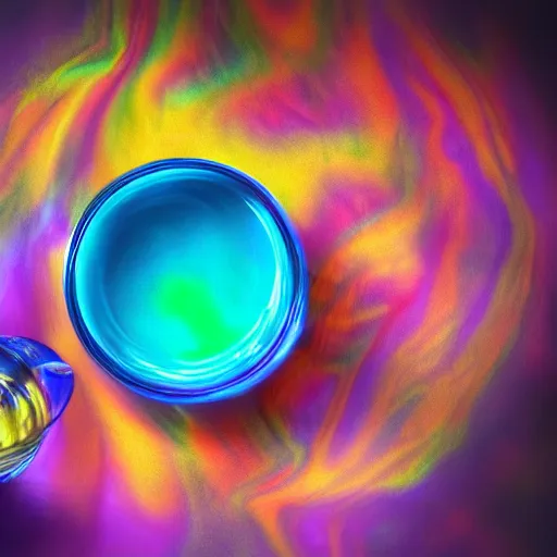 Image similar to a potion filled with a magical,colorful liquid,studio lighting,4k,realistic