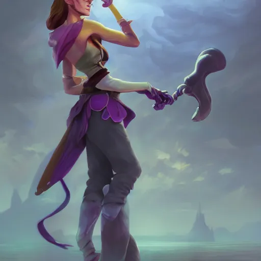 Image similar to emma watson waluigi cosplay in the style of peter mohrbacher, artgerm, dramatic lighting and composition, octane render, trending on artstation, concept art 8 k