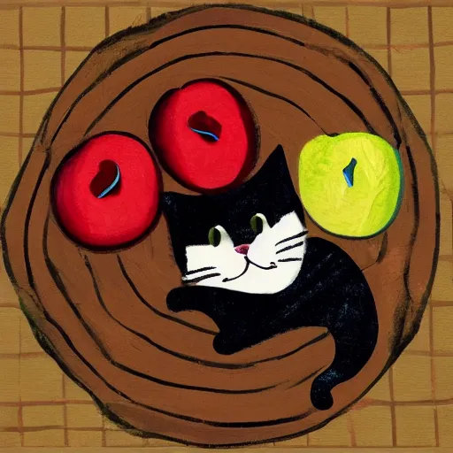 Image similar to cat covered apples