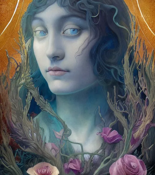 Image similar to underwater dream of the maiden, by annie swynnerton and tino rodriguez and charlie bowater and tom bagshaw and nicholas roerich and jean delville and evelyn de morgan and lucien freud, dramatic lighting, floral tattoos, rich colors, smooth sharp focus, anime key visual, extremely detailed, adolf wolfli