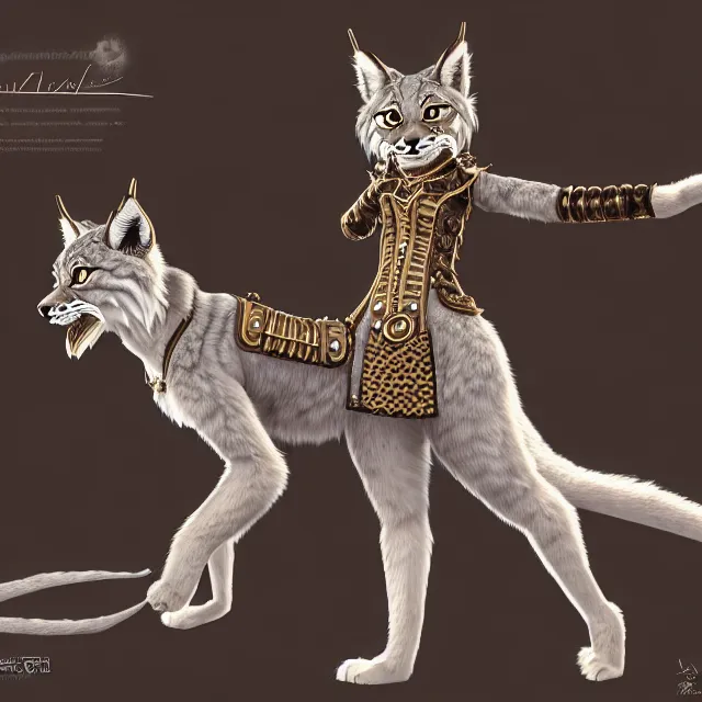 Prompt: the portrait of anthropomorphic lynx fursona wearing a steampunk dress as unimaginably beautiful, gorgeous, elegant, young lynx, an ultrafine hyperdetailed illustration by hioshiru, intricate linework, white fur, unreal engine 5 highly rendered, global illumination, radiant light, detailed and intricate environment