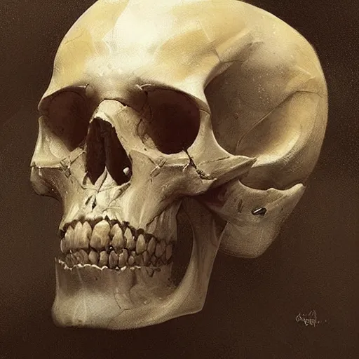 Image similar to a beautiful artwork portrait of a viking skull by greg rutkowski , featured on artstation