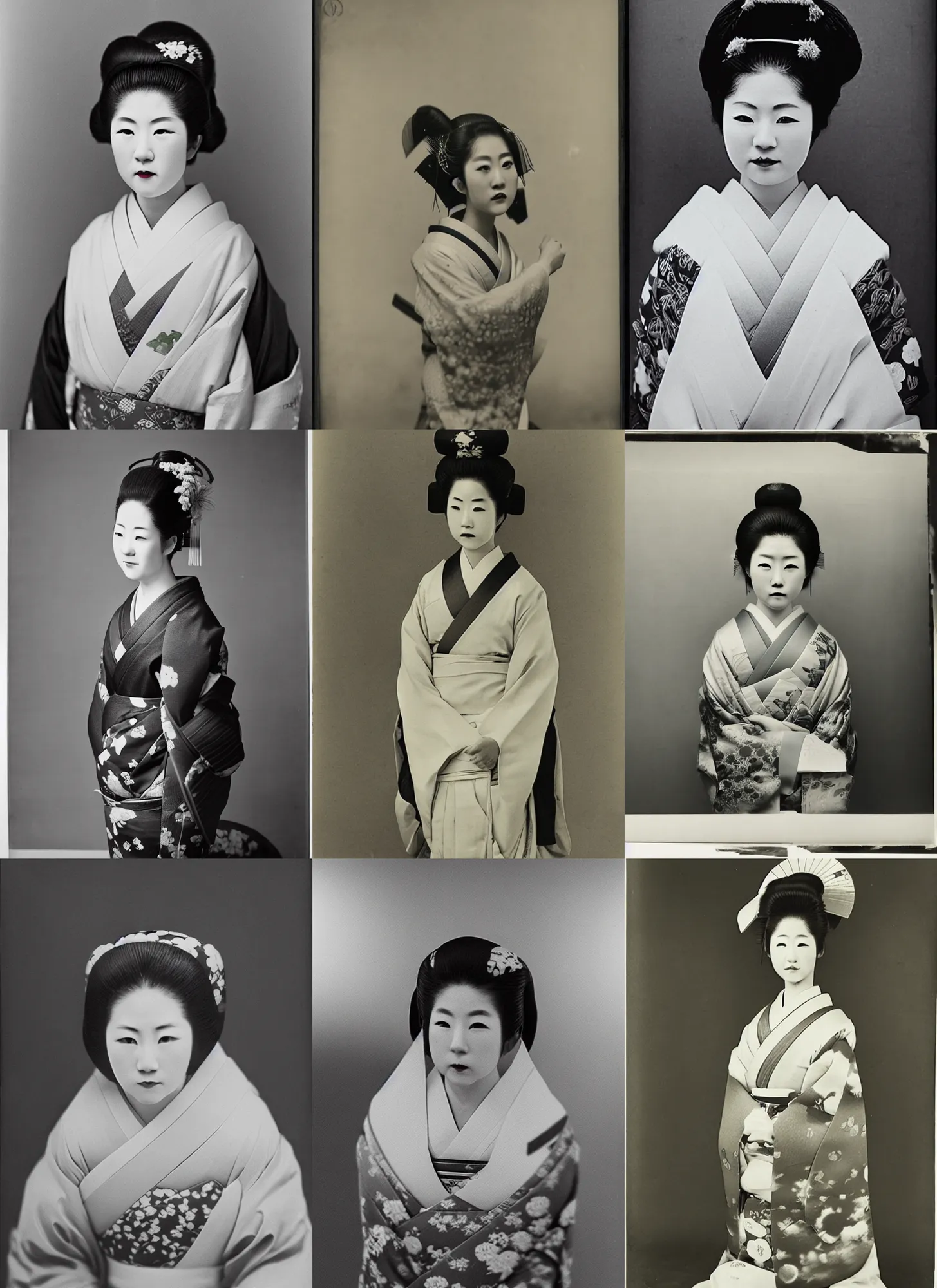 Prompt: Portrait Photograph of a Japanese Geisha Dan-Di Orthochromatic safety film