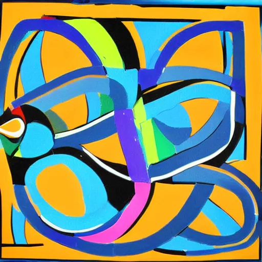 Image similar to rubber duck painting in the style of frank stella