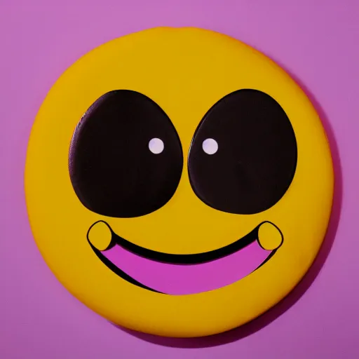 Image similar to circular yellow smiling cartoon face licking itself, very happy, YUMMYS CALLS