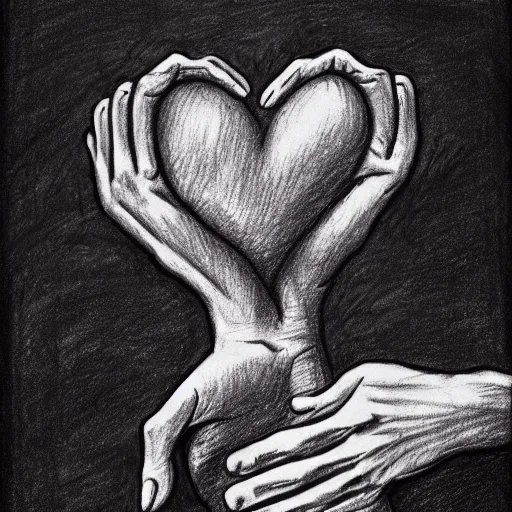 Image similar to drawing of hands ripping a heart into pieces, sadness, dark ambiance, concept by godfrey blow and banksy, featured on deviantart, sots art, lyco art, artwork, photoillustration, poster art