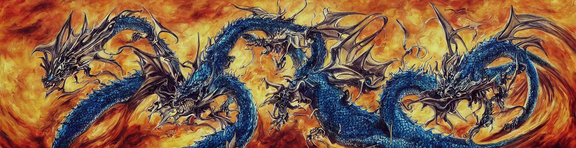 Image similar to the most beautiful dragon dramatic painting