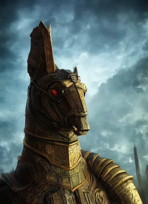 Image similar to a fantasy comic book style portrait painting of trojan horse of destiny - pales zarathustra in lord of mysteries, unreal 5, daz, hyper realistic, octane render, rpg portrait, ambient light, dynamic lighting