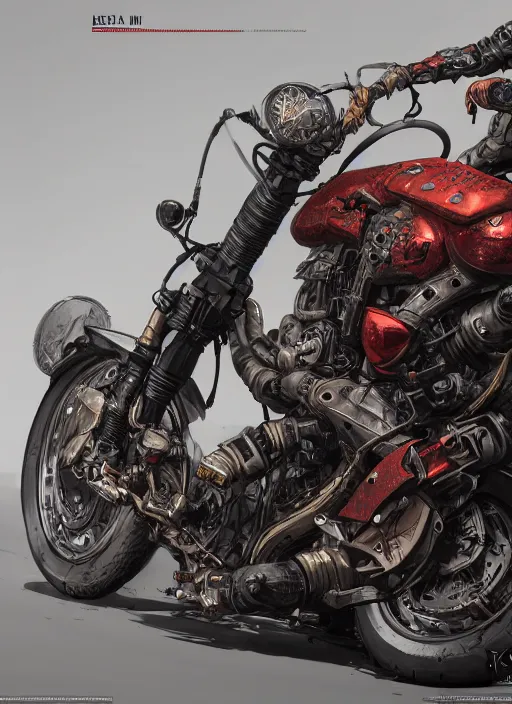 Image similar to akira-like motorcycle, cyberpunk, hyper detailed, digital art, trending in artstation, cinematic lighting, studio quality, smooth render, unreal engine 5 rendered, octane render, art style by klimt and nixeu and ian sprigger and wlop and krenz cushart