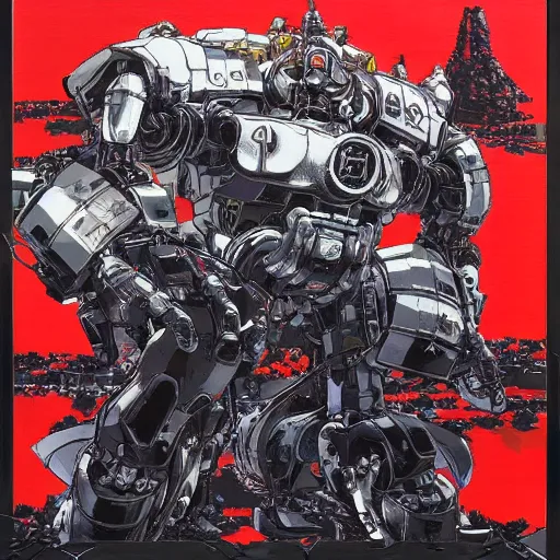 Image similar to a fullmetal neon robot crosses the infinity tori gates between reality and simulation, hanafuda oil on canvas by ivan shishkin, james jean and yoji shinkawa