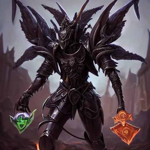 Image similar to portrait of humanoid mosquito resembling a knight in black monstrous armor with two dragonfly wings, league of legends splash art, hearthstone splash art, full body shot, rule of thirds, ultrafine hyperrealistic detailed face, artgerm, greg rutkowski, trending on artstation, 8 k, intricately detailed, highly detailed