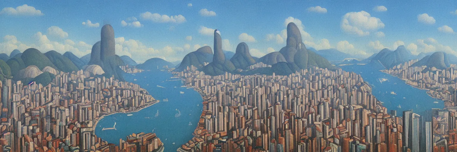 Prompt: rio de janeiro cityscape oil painting magritte