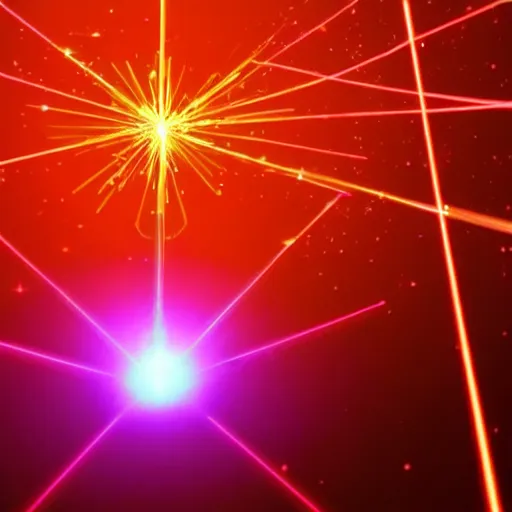 Image similar to a red laser beam is pointing at a cluster of gold nanoparticles