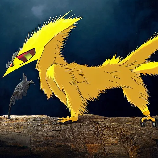 Image similar to national geographic professional photo of zapdos, award winning