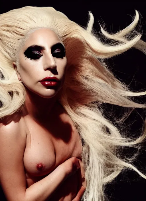 Image similar to lady gaga by nick knight, born this way, born this way album, red weapon 8 k s 3 5, cooke anamorphic / i lenses, highly detailed, cinematic lighting