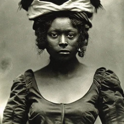 Prompt: a dark skinned pirate woman, photo by gertrude kasebier