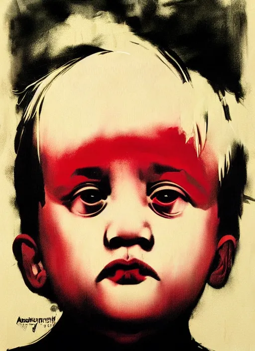 Prompt: baby hitler andy warhol poster, illustration, airbrush, detailed oil painting by greg rutkowski