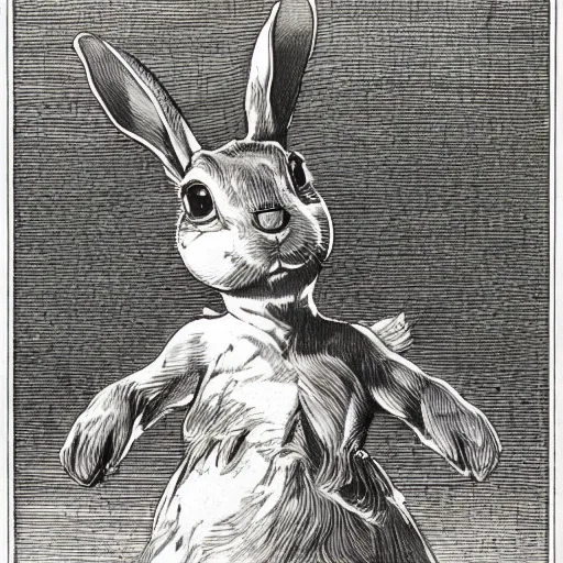 Prompt: rabbit by franklin booth