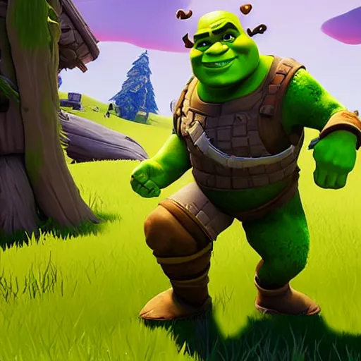 Image similar to screenshot of shrek in fortnite