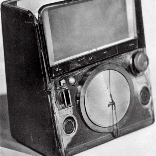 Image similar to a photo of an iPod portable radio, manufactured in the 1920s, 1925