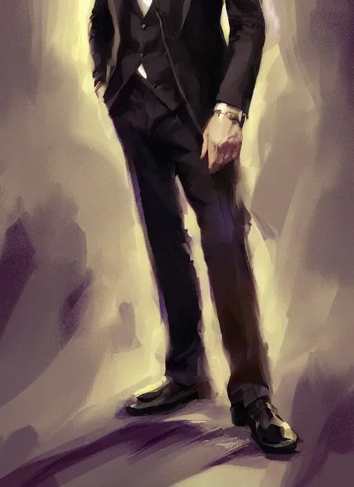 Prompt: sean bean wearing a dark purple suit, elegant, digital painting, concept art, smooth, sharp focus, illustration, by ruan jia and mandy jurgens and artgerm and william - adolphe bouguerea