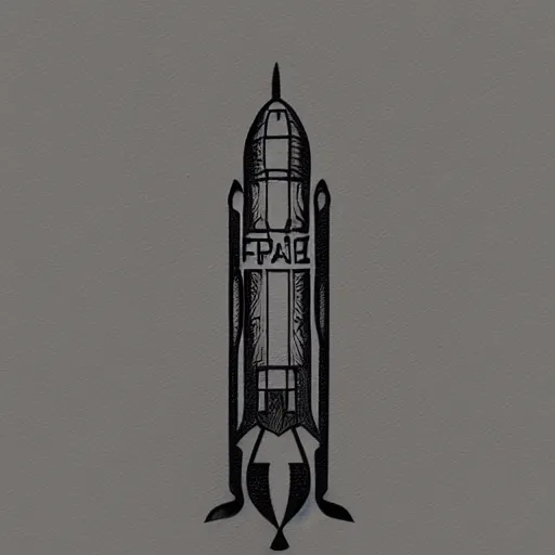 Image similar to tattoo design, stencil, portrait of a spacex rocket