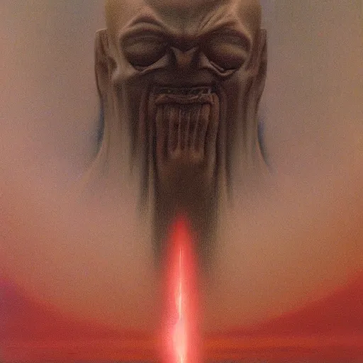 Image similar to jedi by Zdzisław Beksiński, oil on canvas