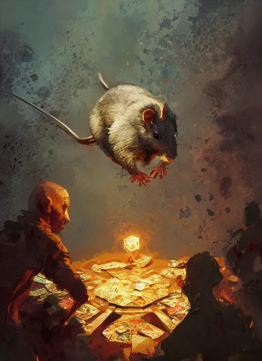 Image similar to Oil painting of a rat, D&D, Magic The Gathering, by Craig Mullins, Nekro, Victo Ngai, centered, symmetrical, 8k, sharp focus