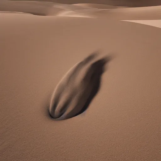 Prompt: giant monstrous desert worm bursting out of sand, unreal engine octane render, perfect composition, 8k