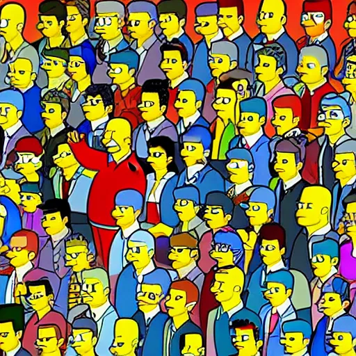 Prompt: simpsons, where's waldo, 3 d, n 6 4